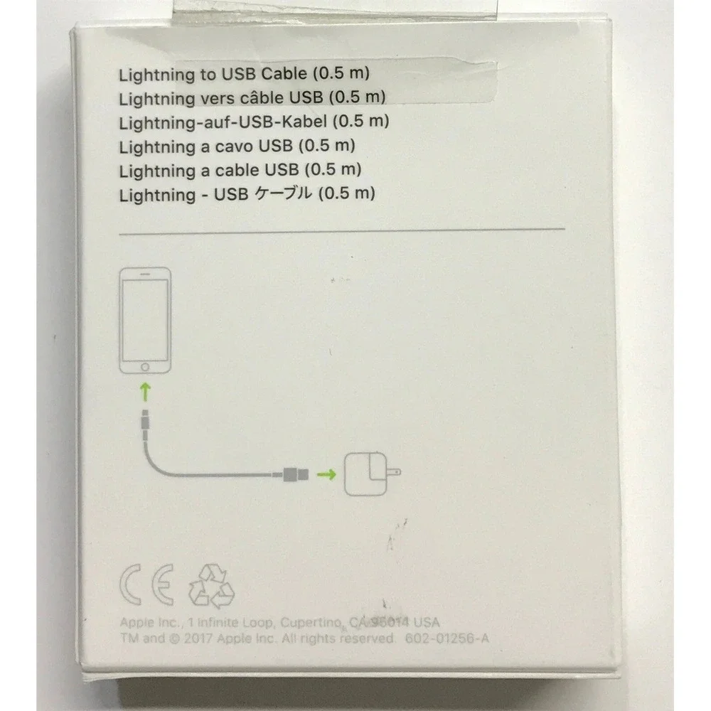 Apple ME291AM/A 0.5 Meter Lightning to USB Cable For‎ iPhone 14/13/12/11/XR/XS/8